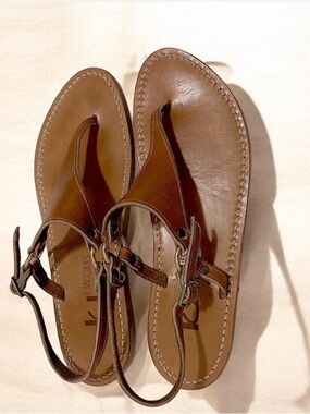 HJacques StTropezó  Triton Vachetta Leather Thong Sandals Size 40